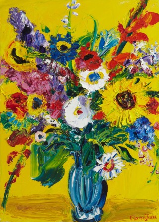 노란바탕의 꽃 - 신홍직